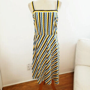 - Vintage Tank Top Sundress Made in Germany Size Zip Striped Size Medium